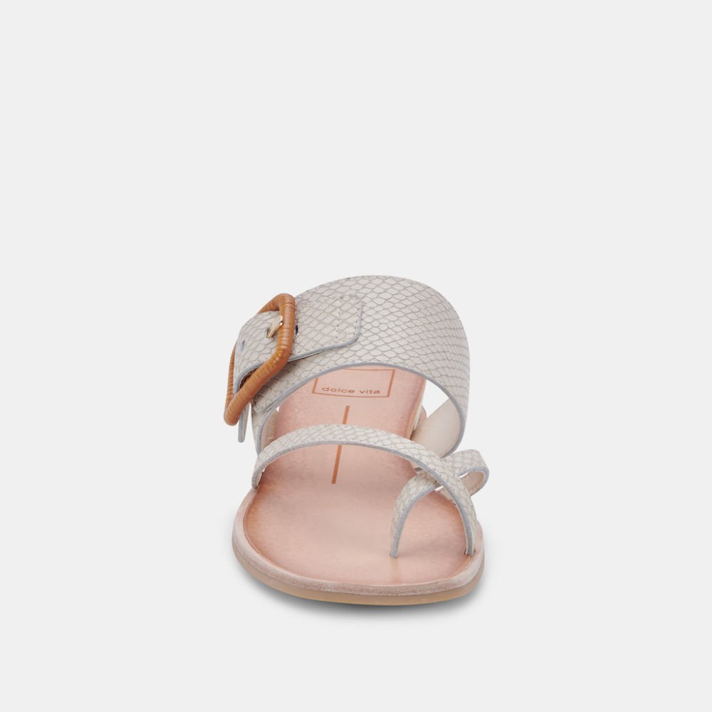Dolce Vita Perris Sandals Ivory Embossed Leather