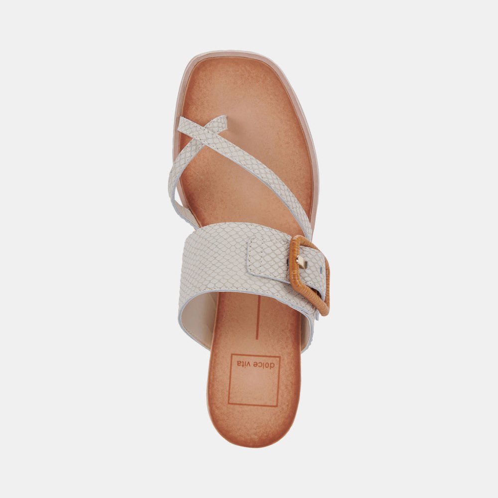 Dolce Vita Perris Sandals Ivory Embossed Leather