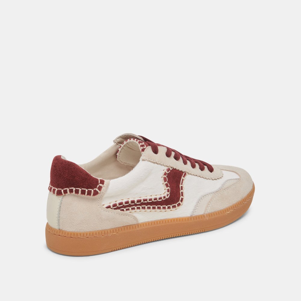 Dolce Vita Notice Stitch Sneakers White Red Calf Hair