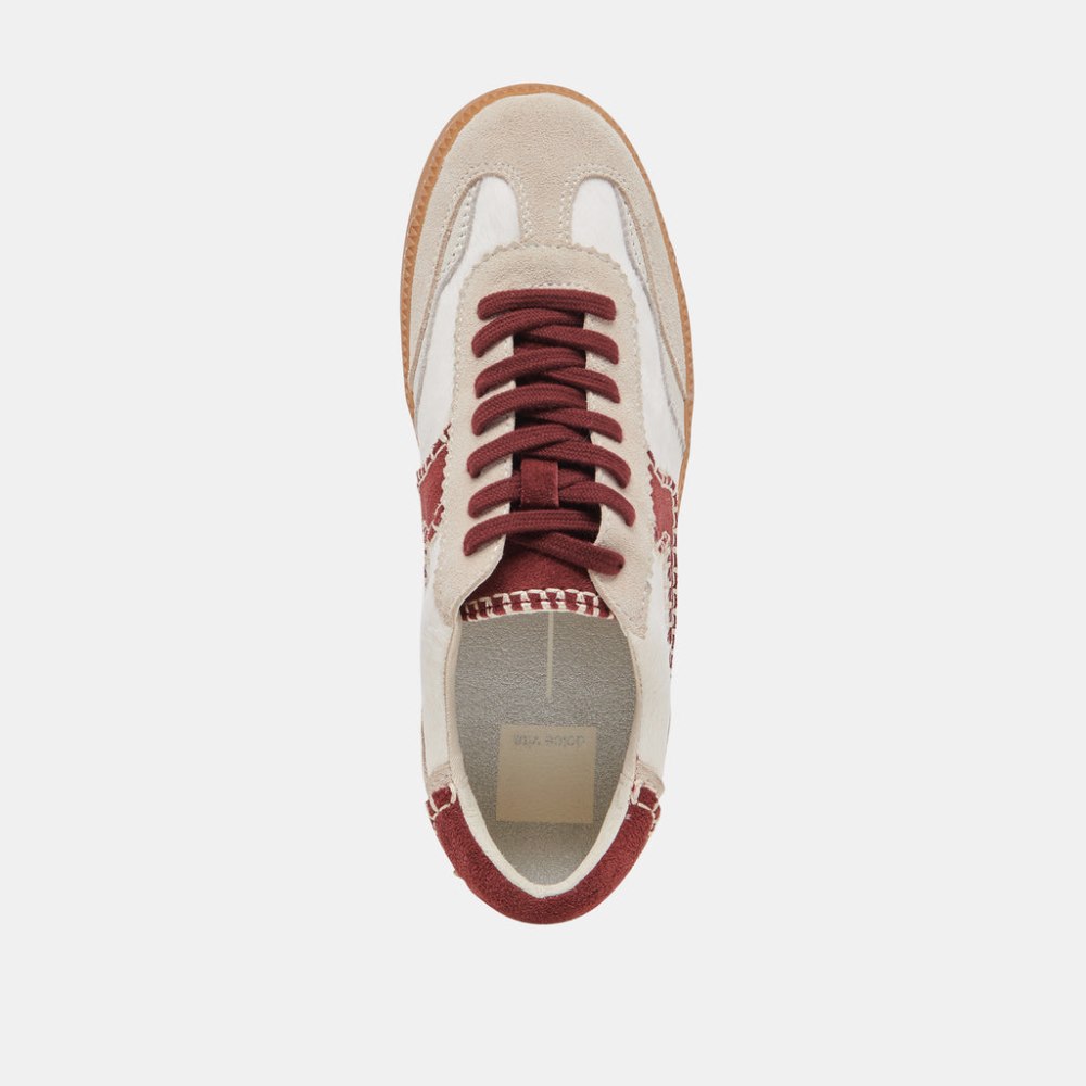 Dolce Vita Notice Stitch Sneakers White Red Calf Hair