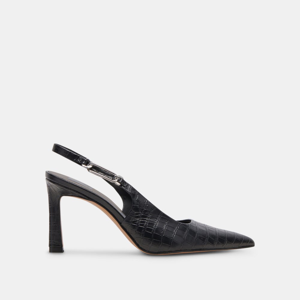 Dolce Vita Krista Heels Noir Embossed Leather