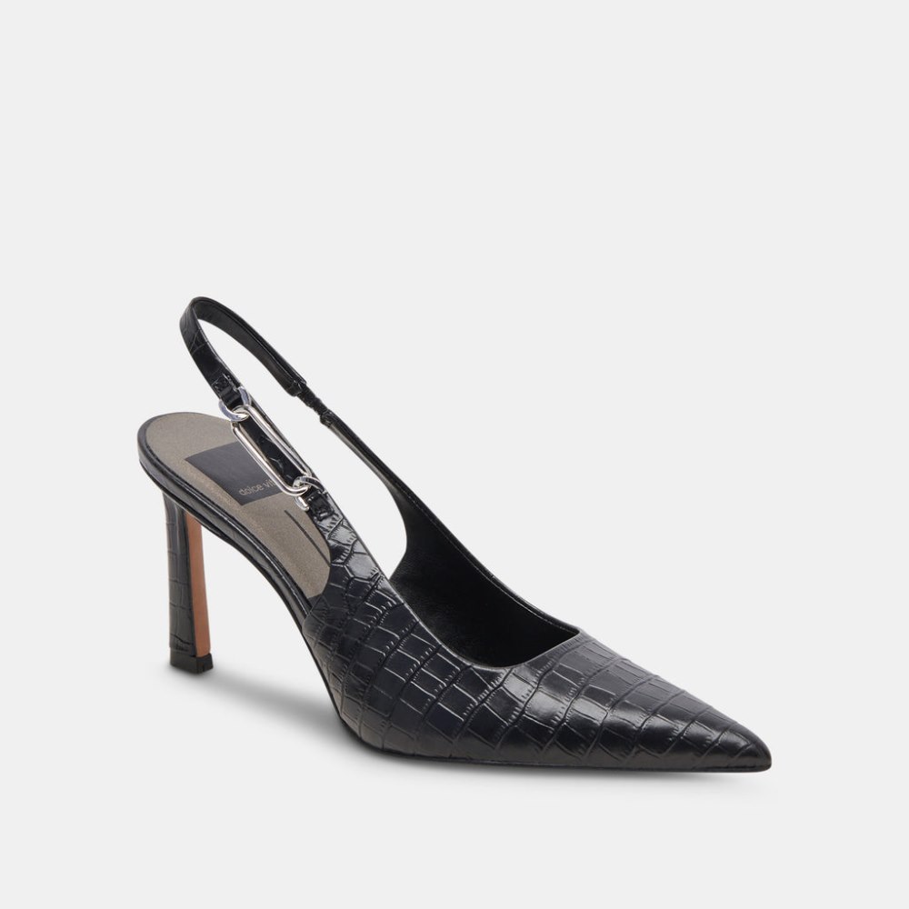 Dolce Vita Krista Heels Noir Embossed Leather