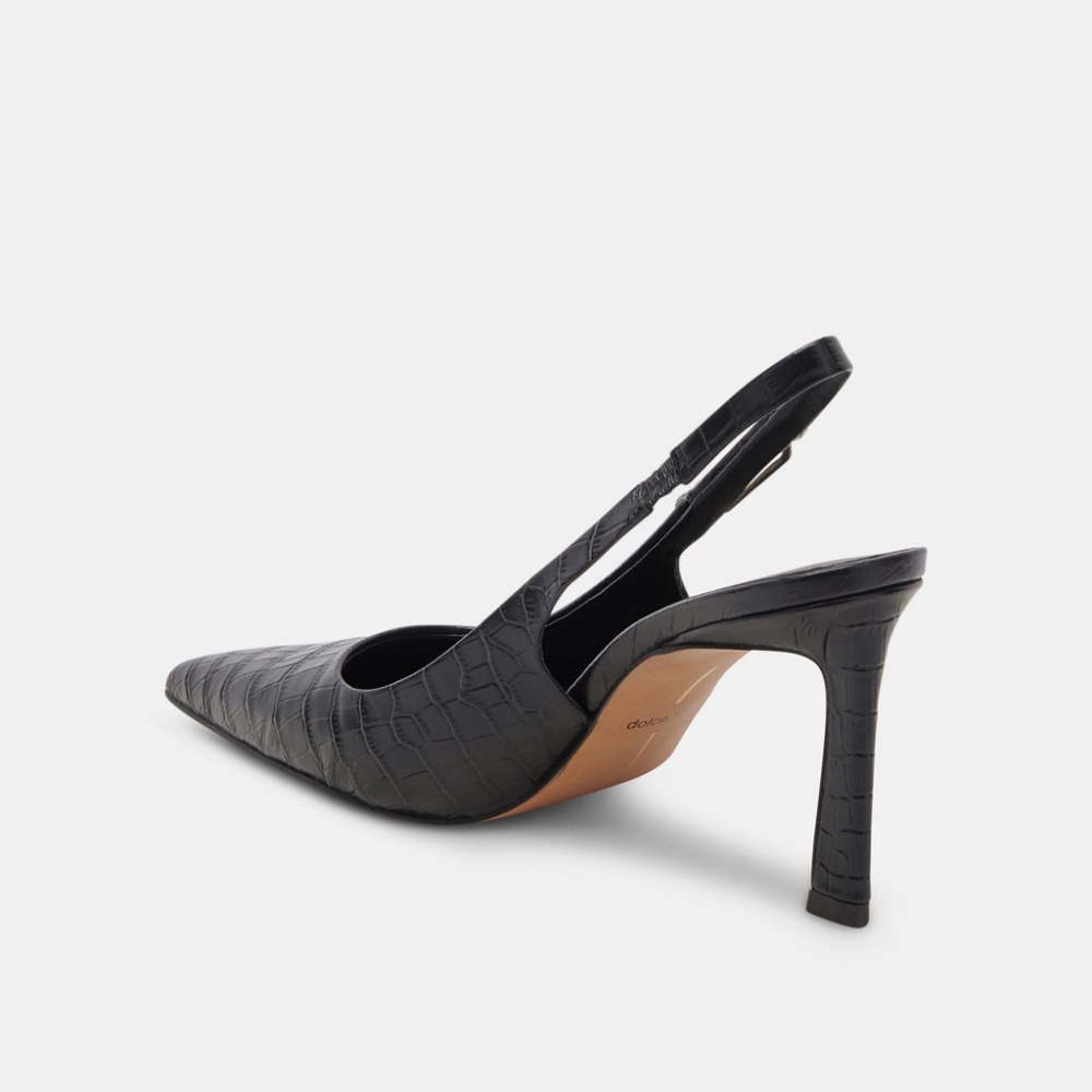 Dolce Vita Krista Heels Noir Embossed Leather