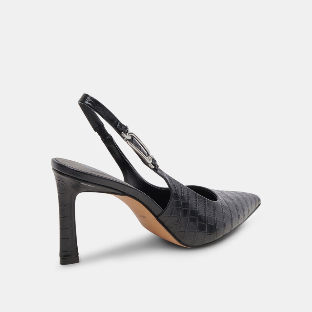 Dolce Vita Krista Heels Noir Embossed Leather
