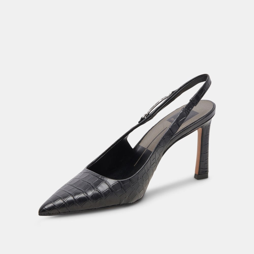 Dolce Vita Krista Heels Noir Embossed Leather