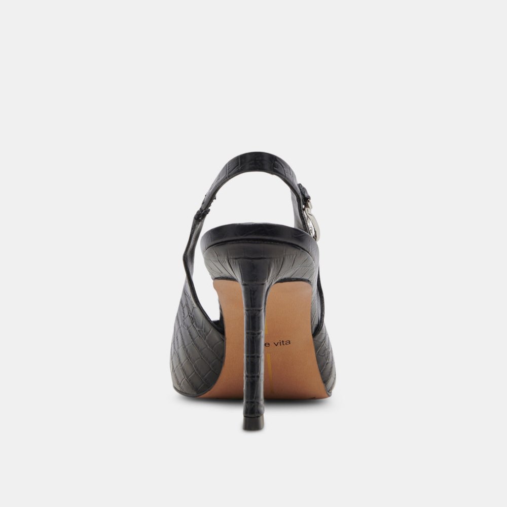 Dolce Vita Krista Heels Noir Embossed Leather