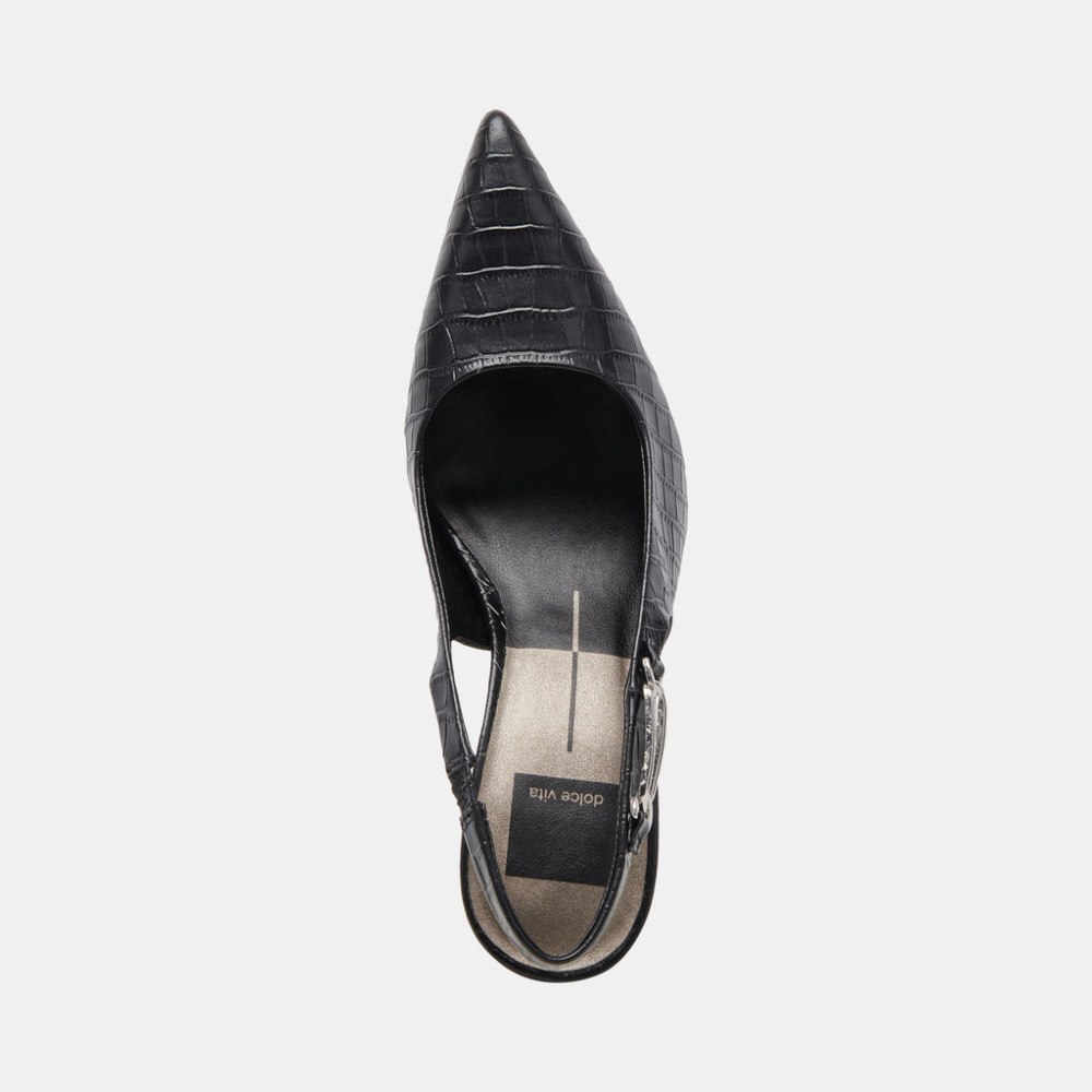 Dolce Vita Krista Heels Noir Embossed Leather