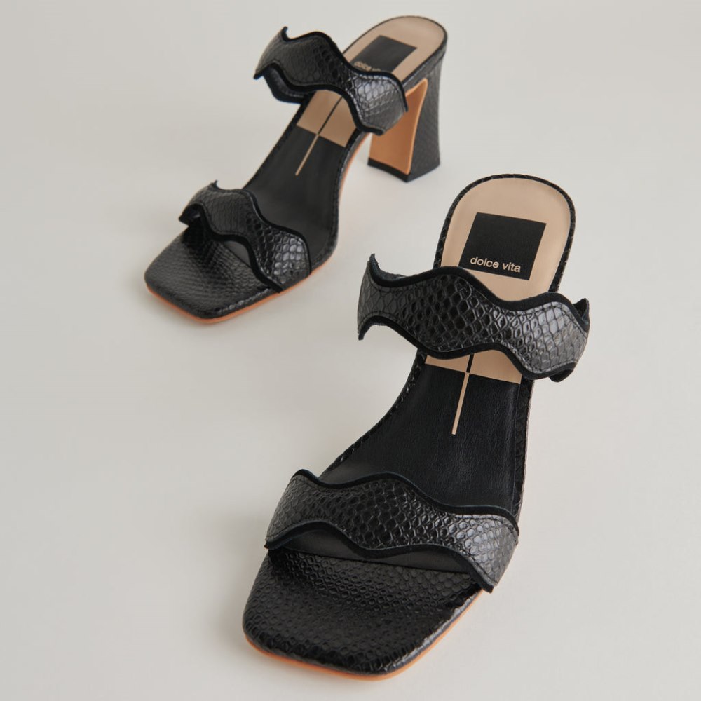 Dolce Vita Ilva Heels Onyx Embossed Leather