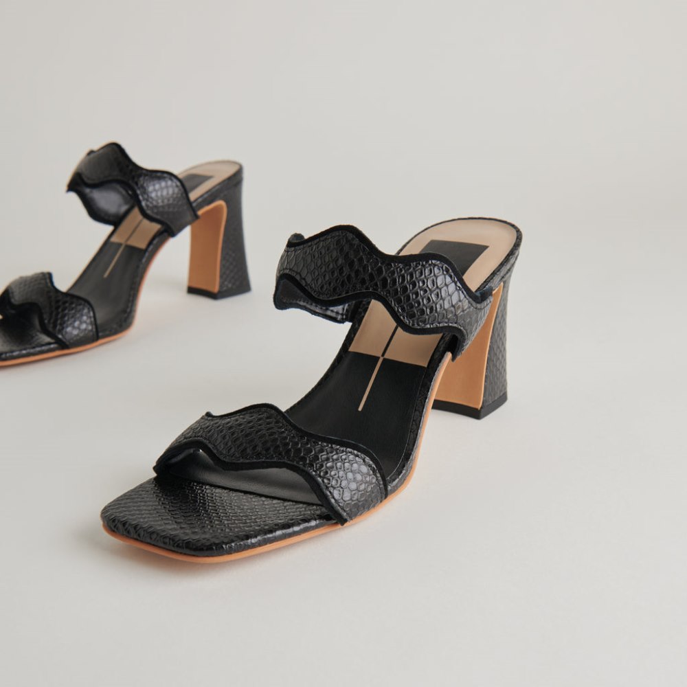 Dolce Vita Ilva Heels Onyx Embossed Leather