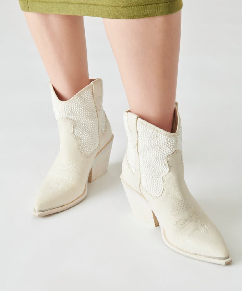 Dolce Vita Nashe Booties Off White Pearls