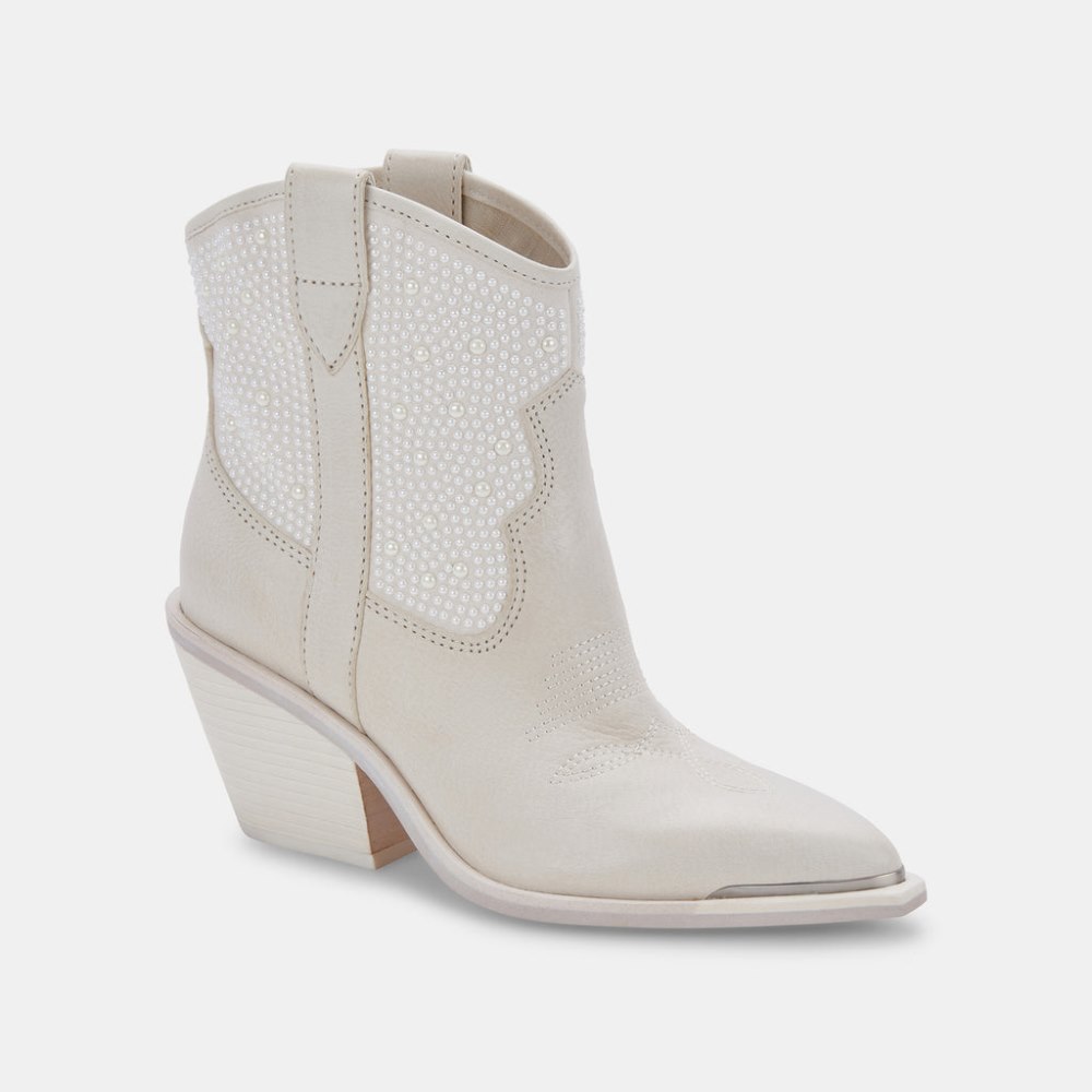 Dolce Vita Nashe Booties Off White Pearls