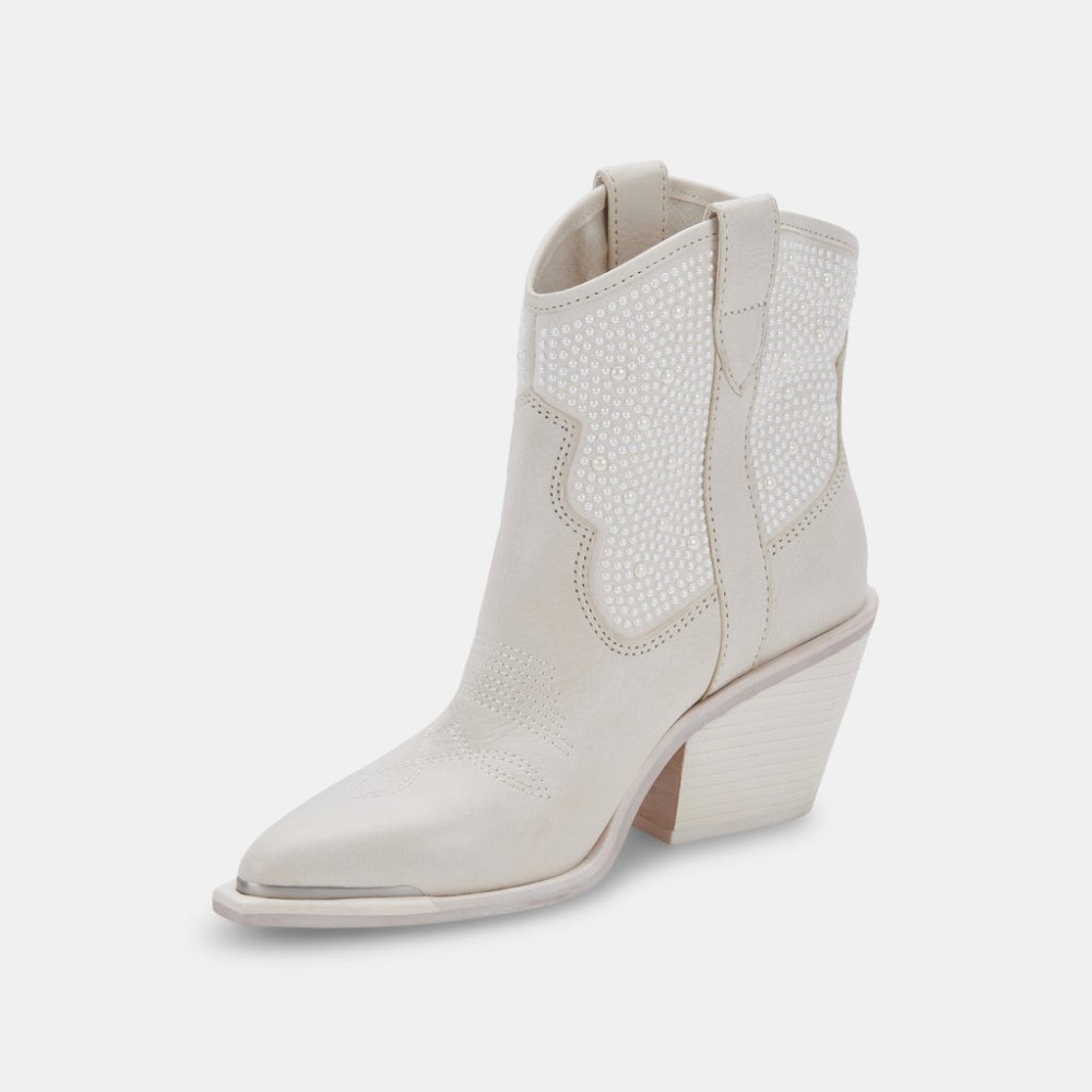 Dolce Vita Nashe Booties Off White Pearls