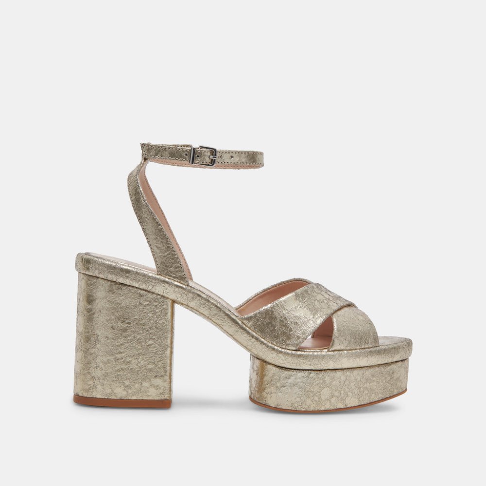 Dolce Vita Laisha Heels Platinum Distressed Leather