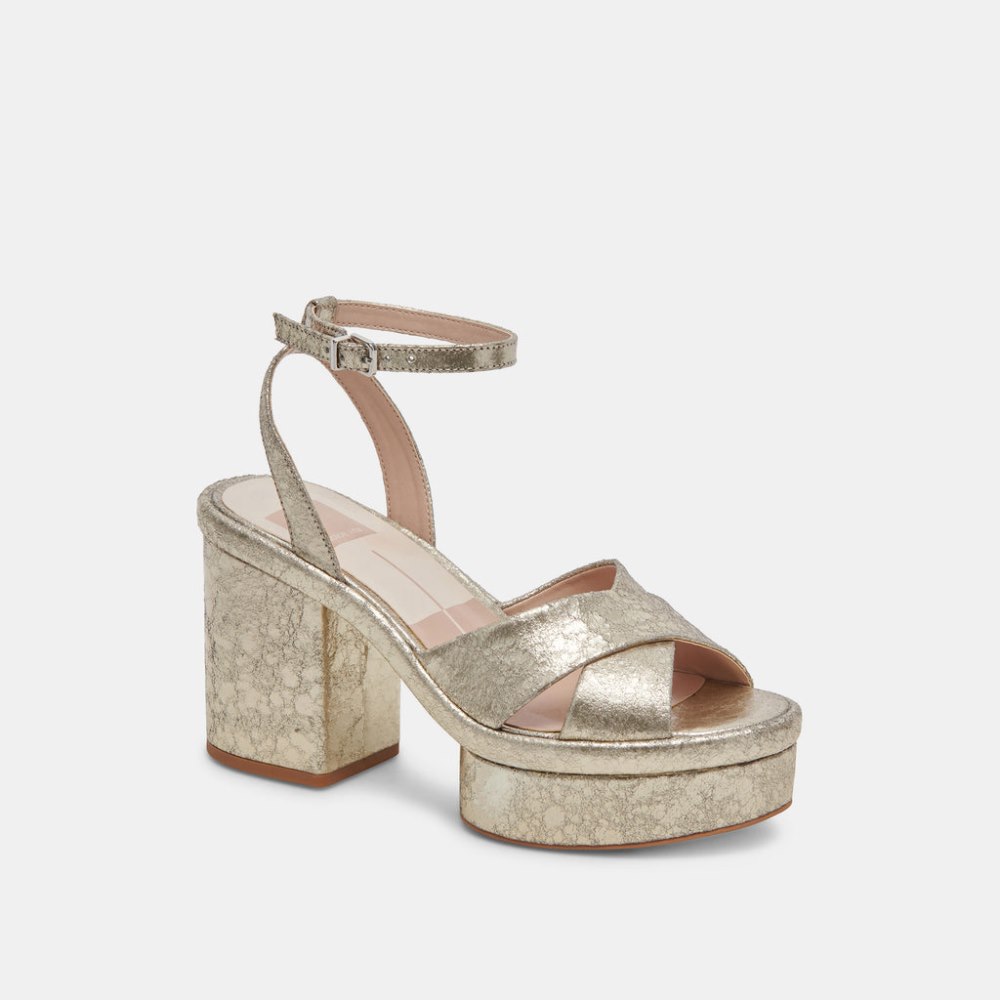 Dolce Vita Laisha Heels Platinum Distressed Leather