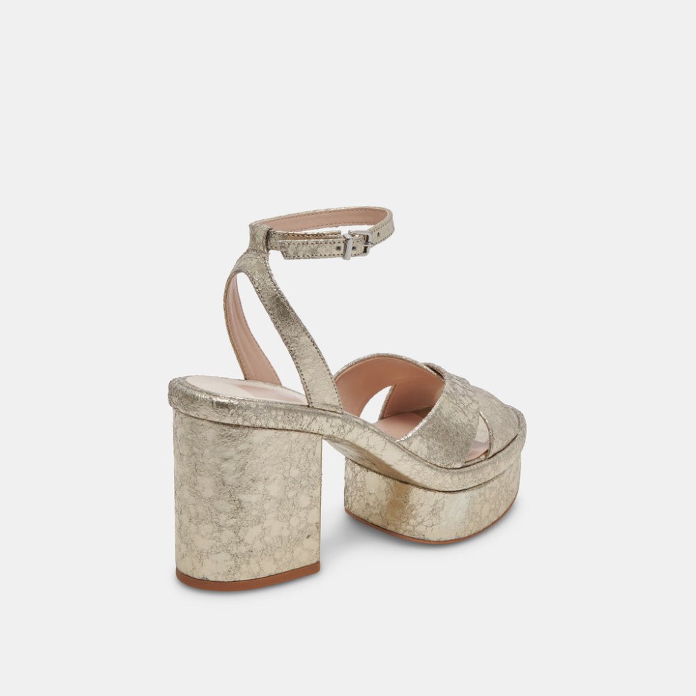 Dolce Vita Laisha Heels Platinum Distressed Leather