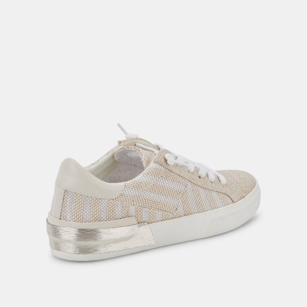 Dolce Vita Zina Patch Sneakers White Stripe Raffia