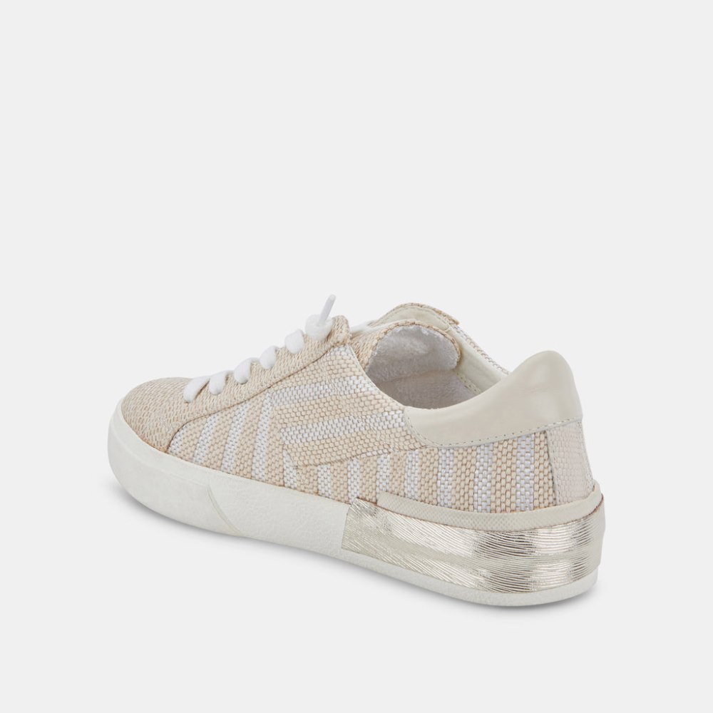 Dolce Vita Zina Patch Sneakers White Stripe Raffia