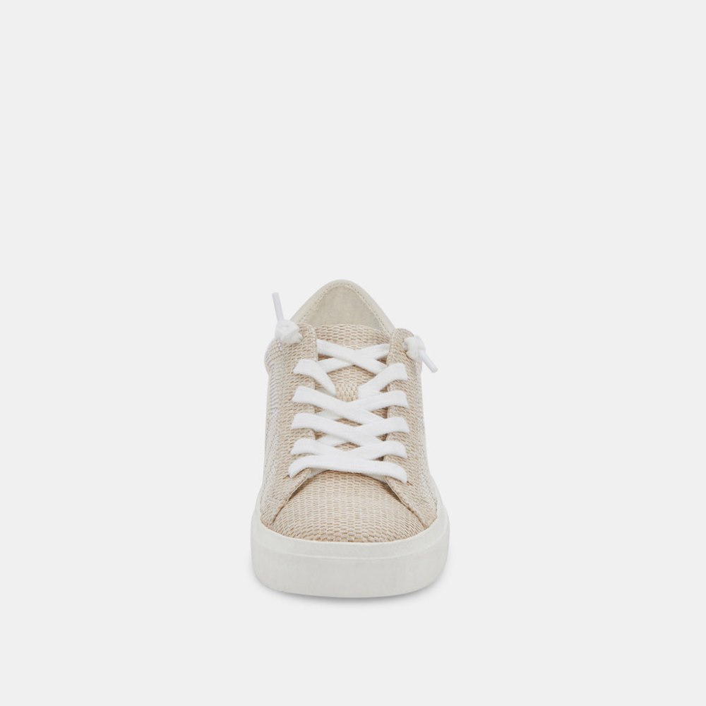 Dolce Vita Zina Patch Sneakers White Stripe Raffia