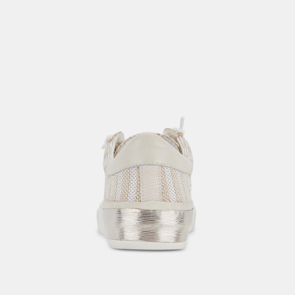 Dolce Vita Zina Patch Sneakers White Stripe Raffia