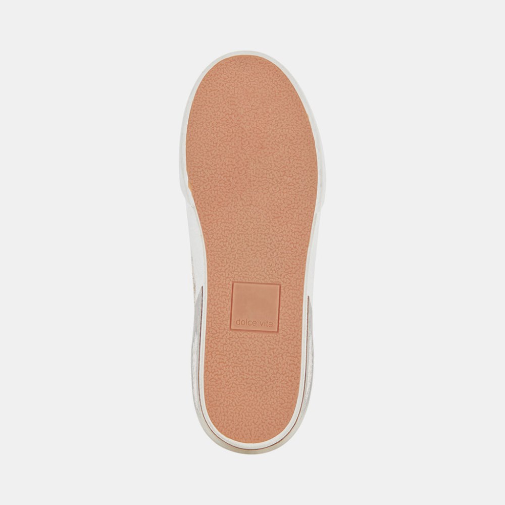 Dolce Vita Zina Patch Sneakers White Stripe Raffia