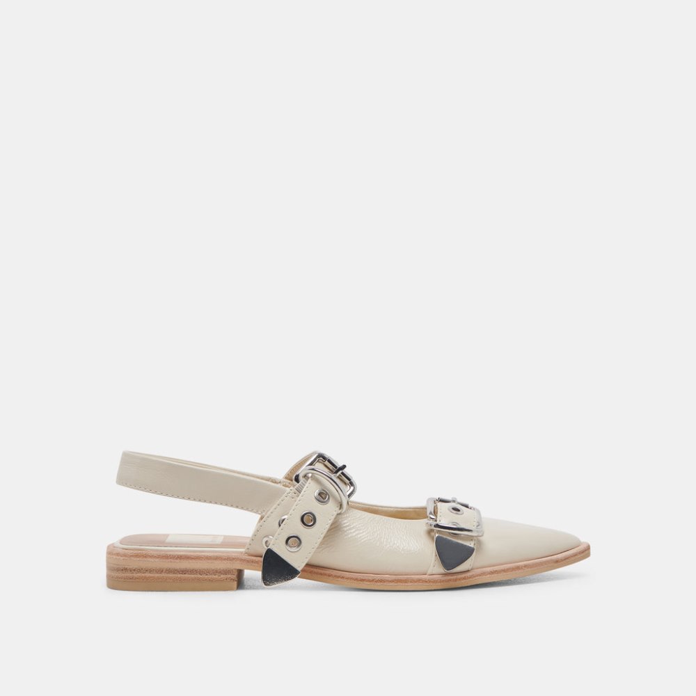 Dolce Vita Labell Flats Ivory Crinkle Patent