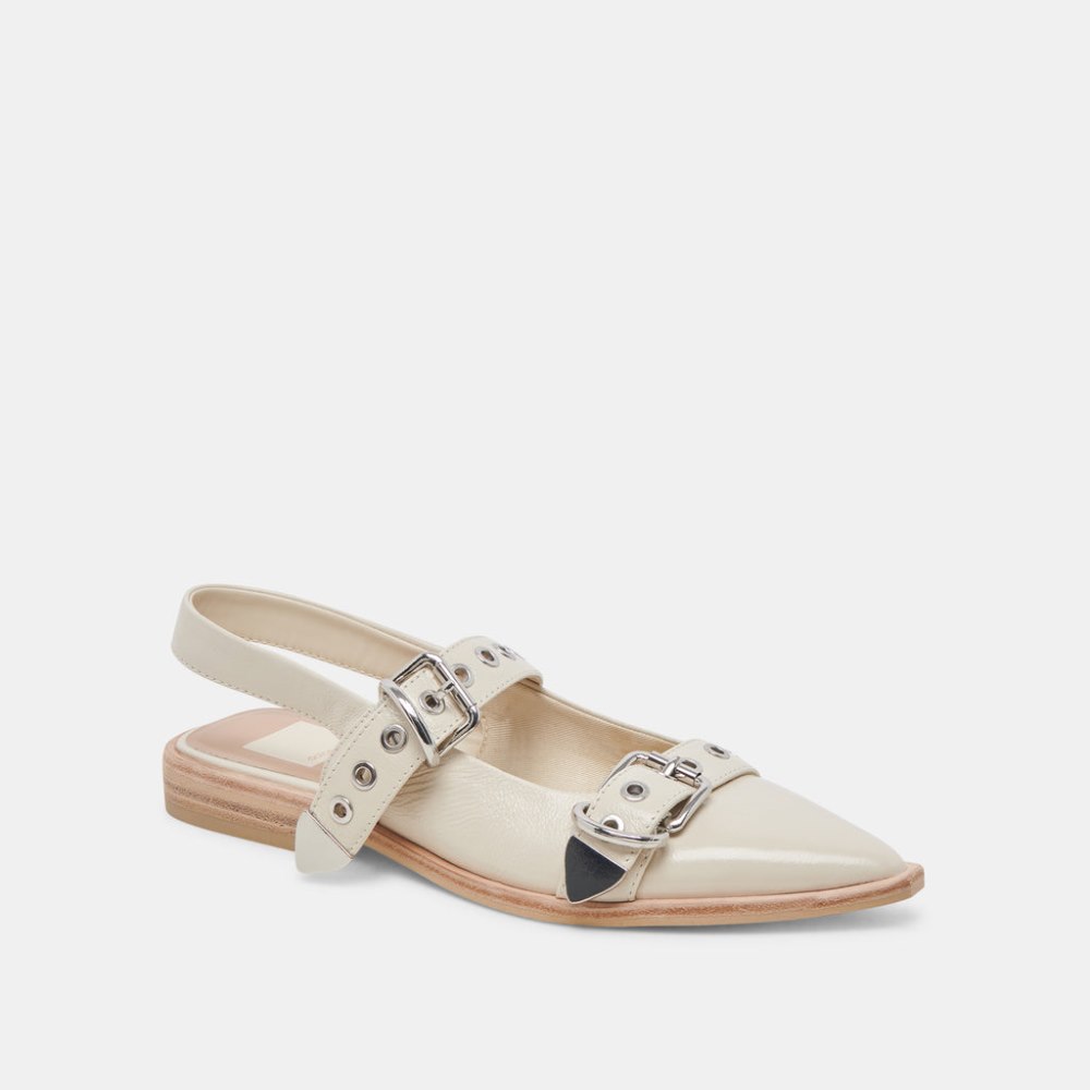 Dolce Vita Labell Flats Ivory Crinkle Patent