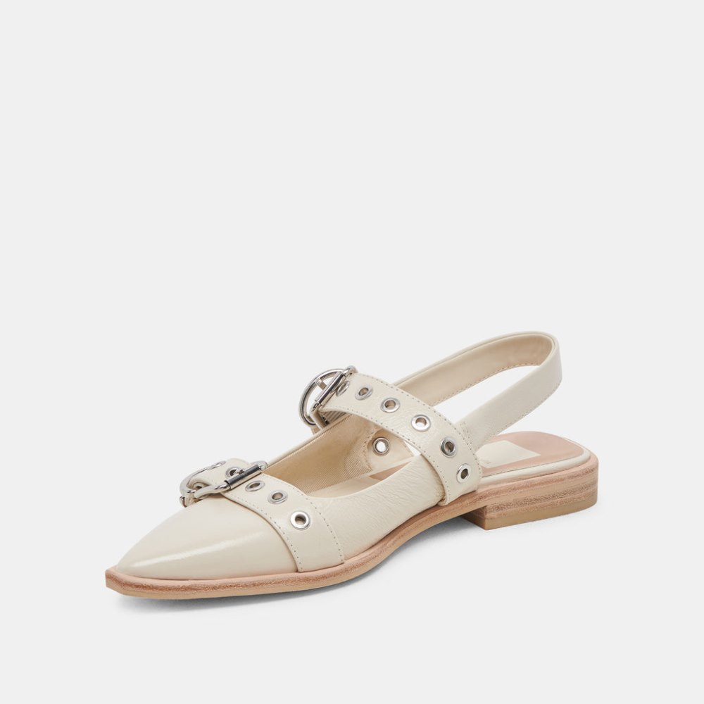 Dolce Vita Labell Flats Ivory Crinkle Patent