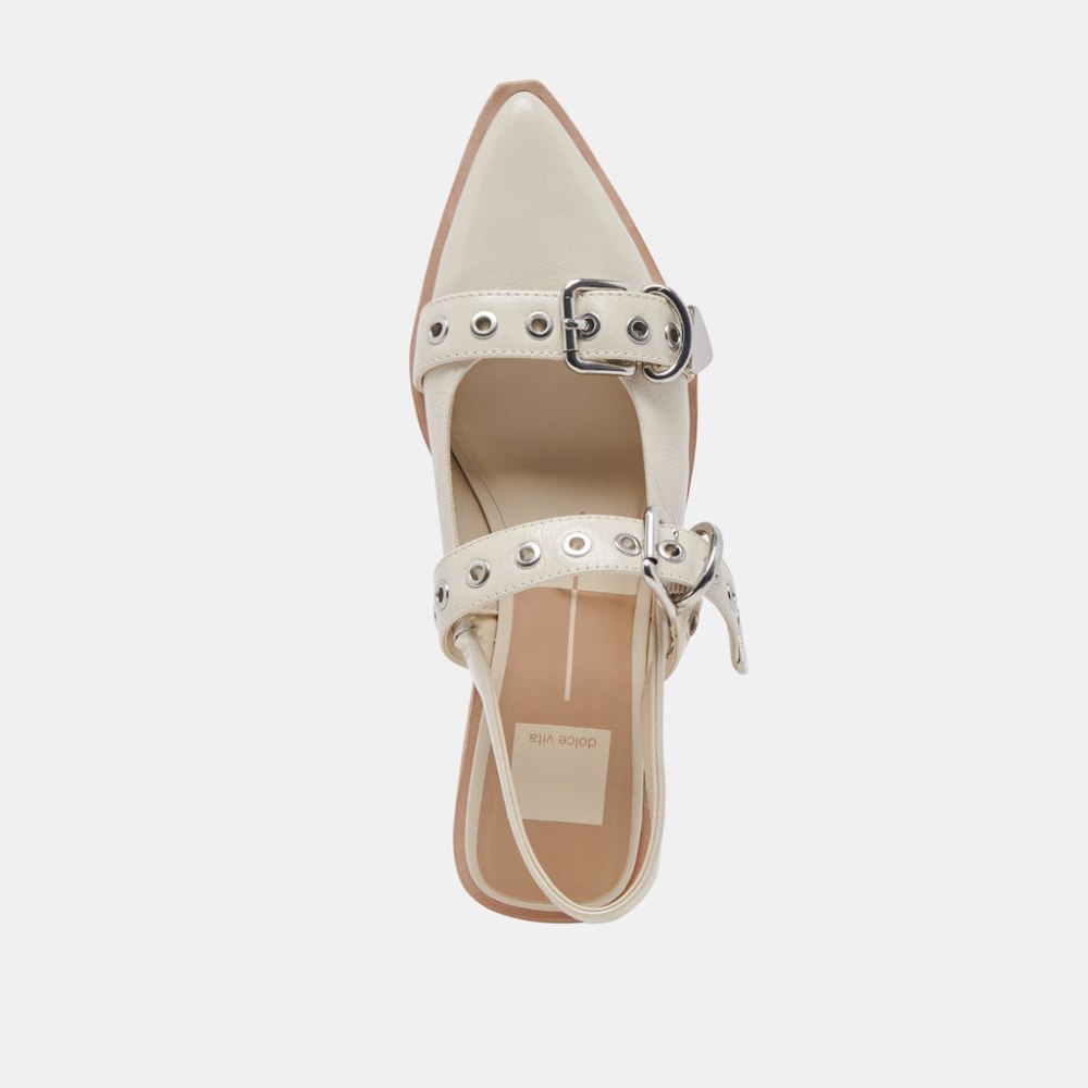 Dolce Vita Labell Flats Ivory Crinkle Patent