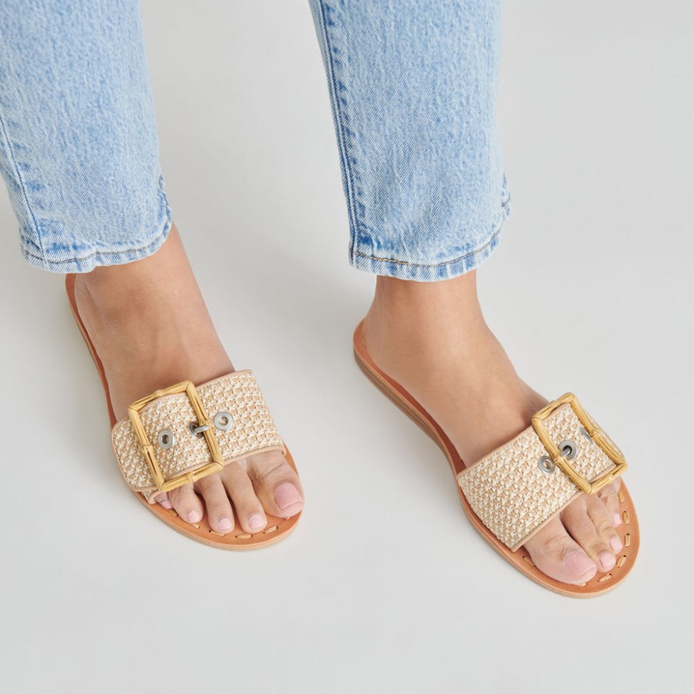 Dolce Vita Dasa Sandals White Natural Raffia