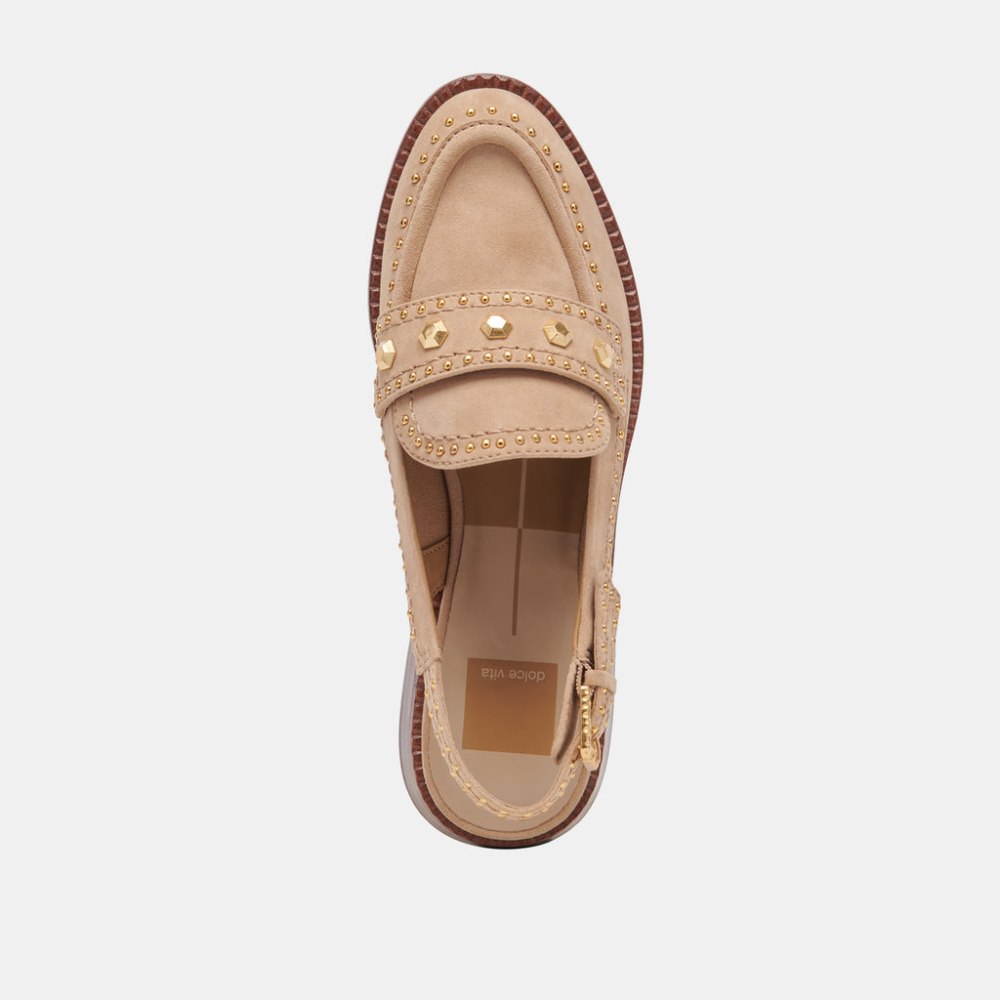 Dolce Vita Hardi Stud Loafers Camel Suede