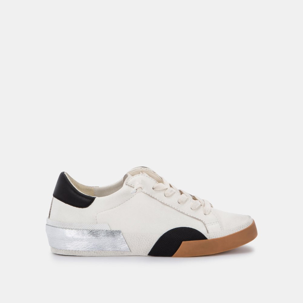 Dolce Vita Zina Wide Sneakers White Black Leather