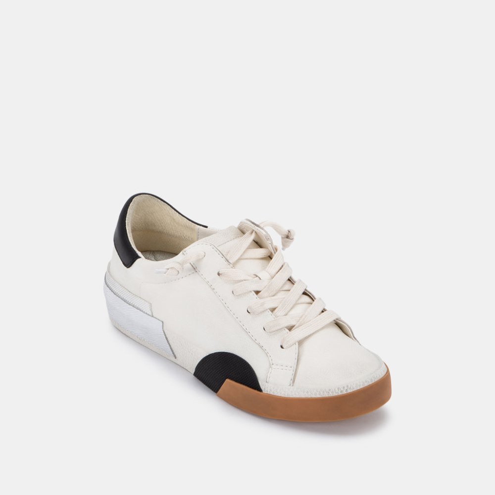 Dolce Vita Zina Wide Sneakers White Black Leather