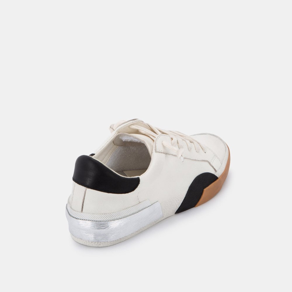 Dolce Vita Zina Wide Sneakers White Black Leather