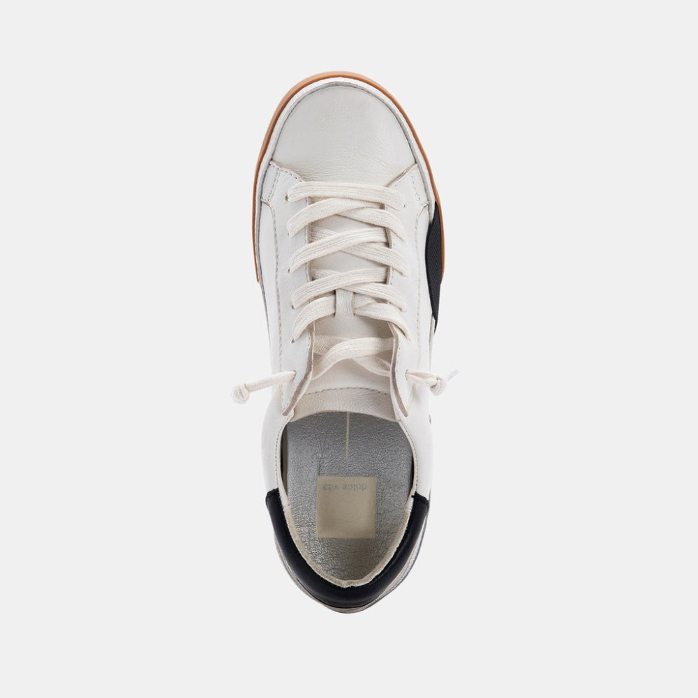Dolce Vita Zina Wide Sneakers White Black Leather