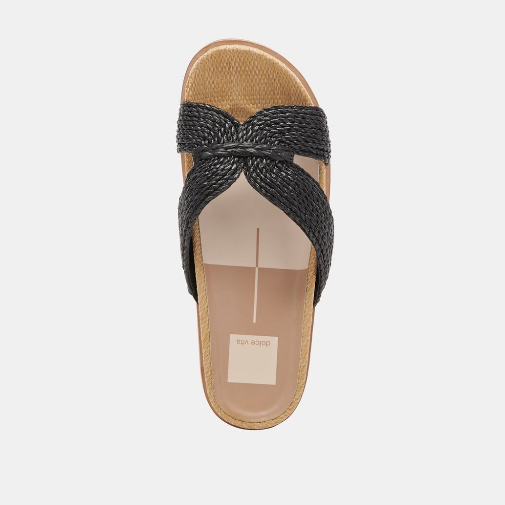 Dolce Vita Selda Wide Sandals Onyx Raffia