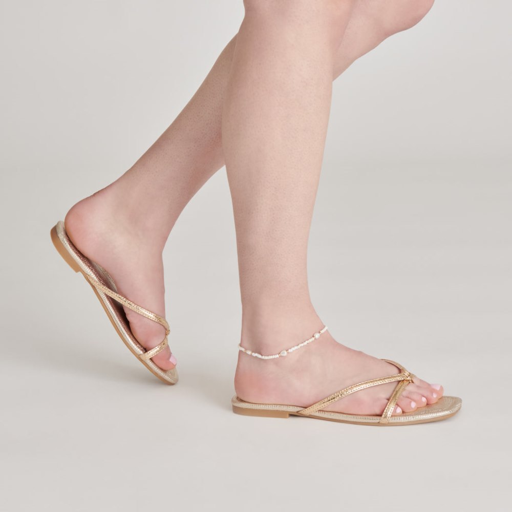 Dolce Vita Lucca Sandals Gold Distressed Stella