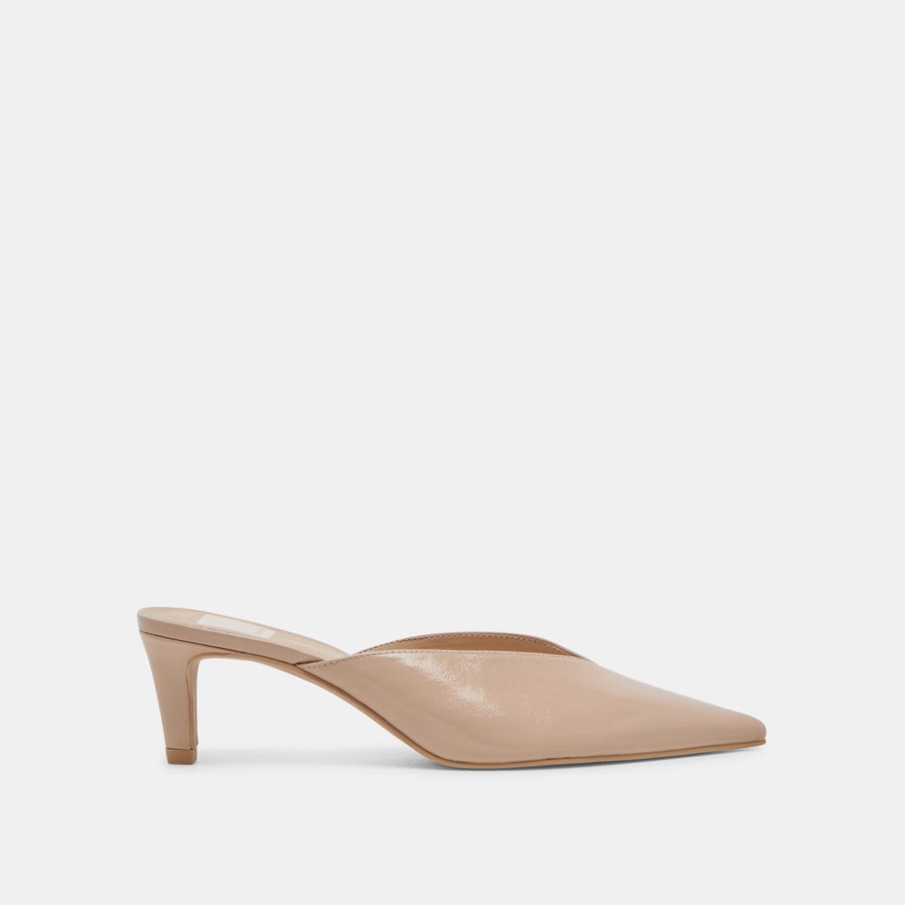 Dolce Vita Sarina Heels Beige Crinkle Patent