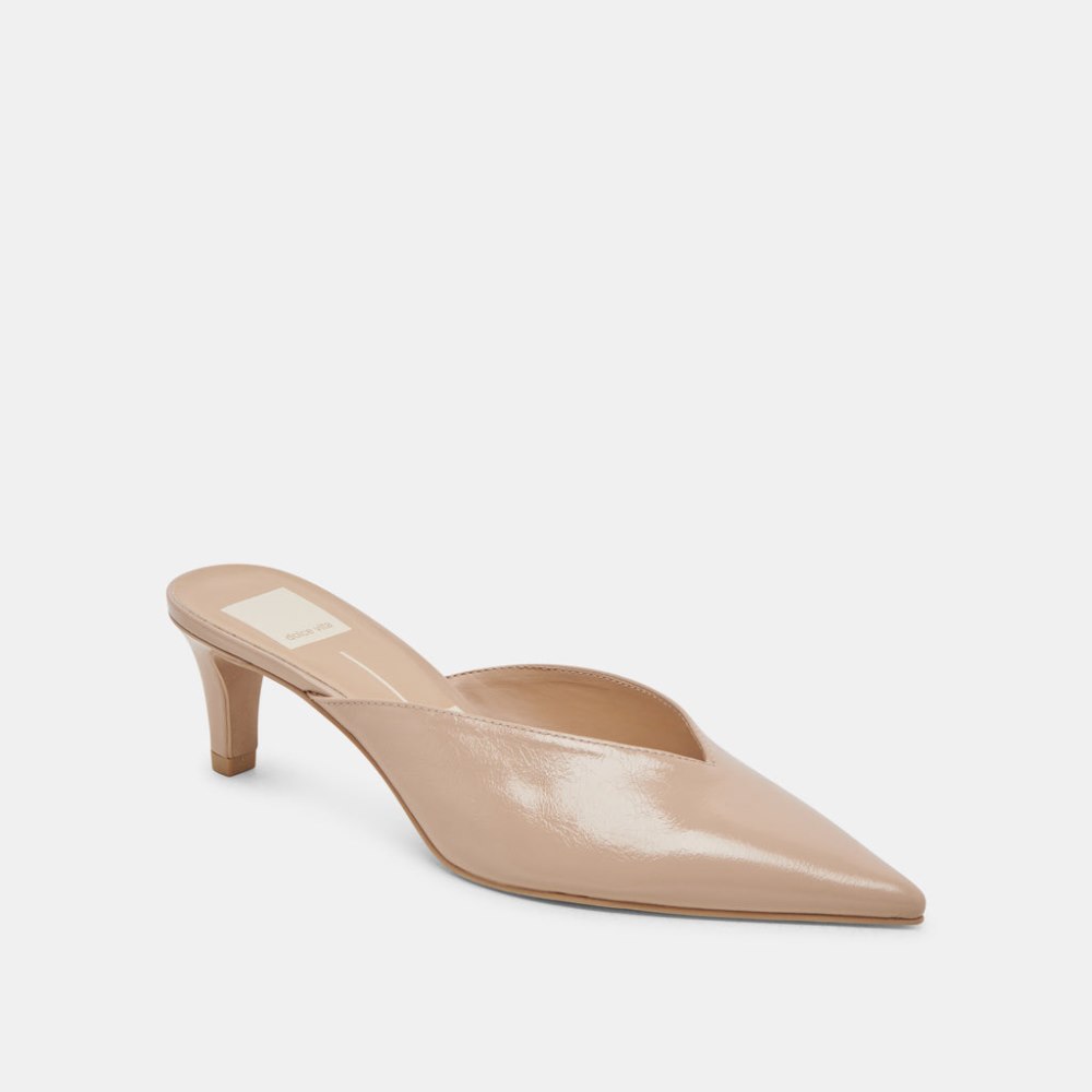 Dolce Vita Sarina Heels Beige Crinkle Patent