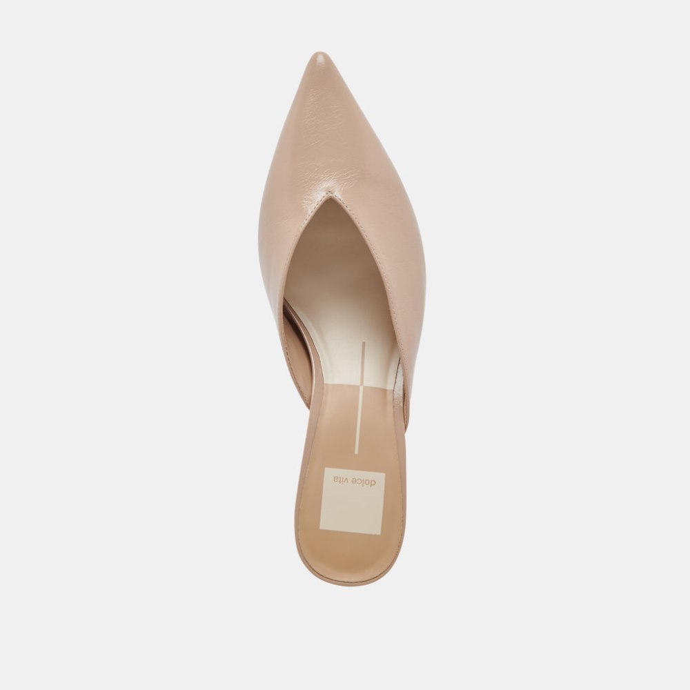 Dolce Vita Sarina Heels Beige Crinkle Patent