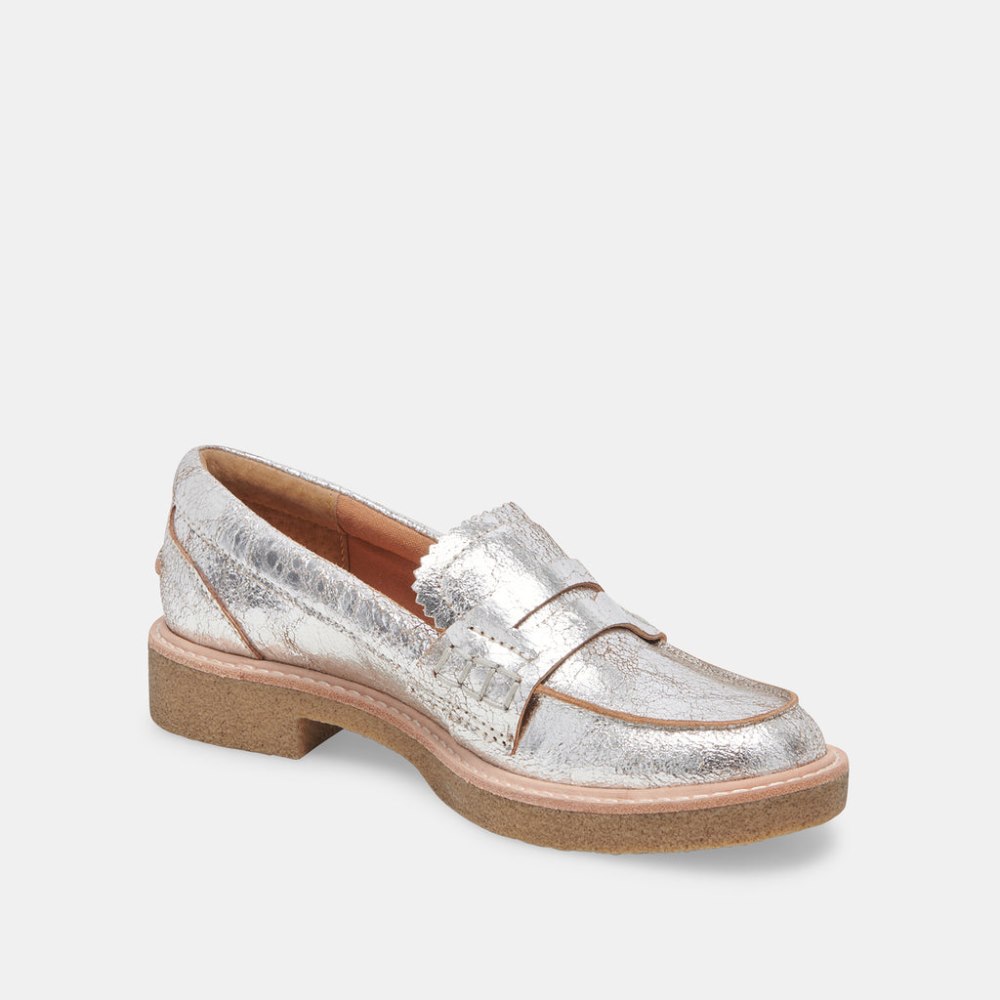 Dolce Vita Arabel Loafers Silver Distressed Leather