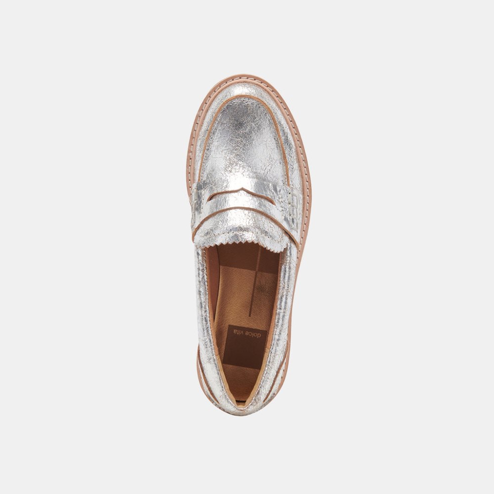 Dolce Vita Arabel Loafers Silver Distressed Leather