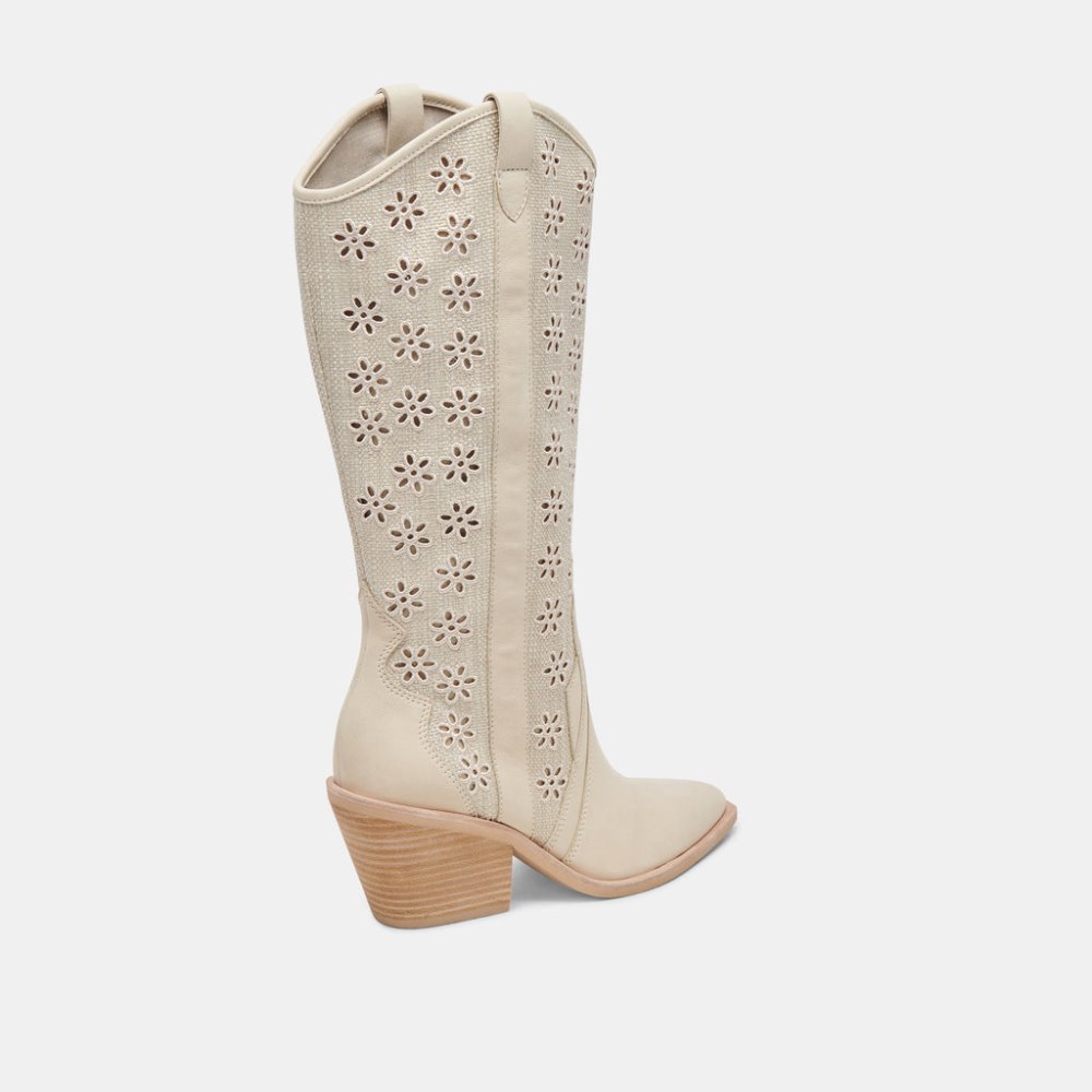 Dolce Vita Navene Boots Oatmeal Floral Eyelet