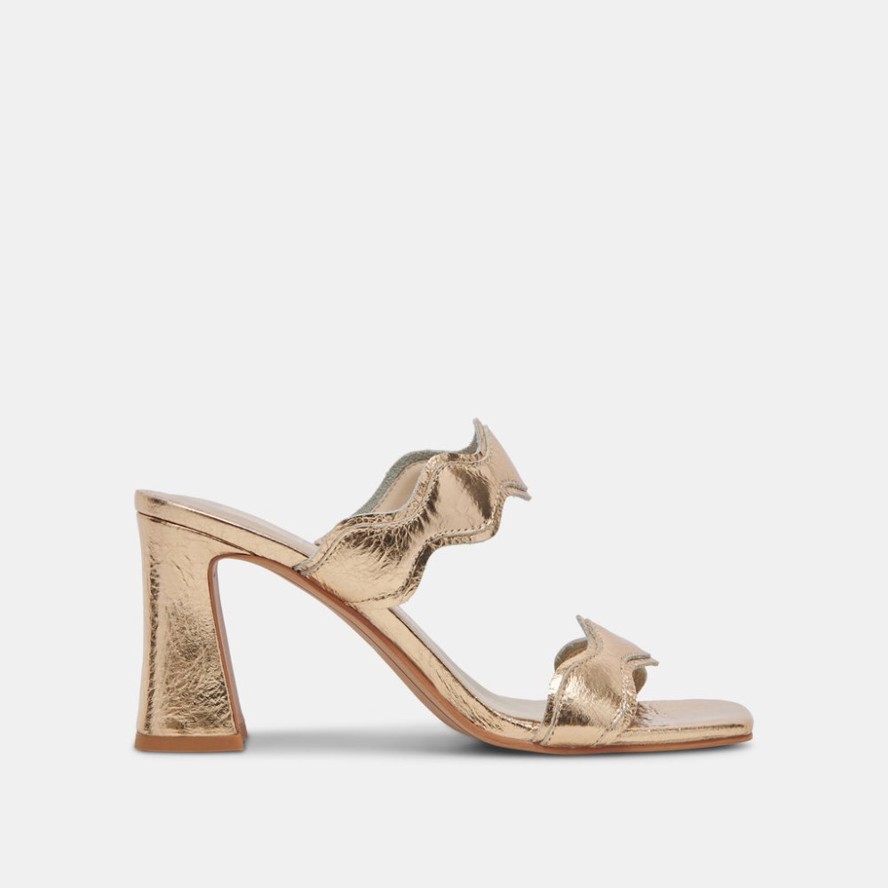 Dolce Vita Ilva Heels Gold Distressed Leather