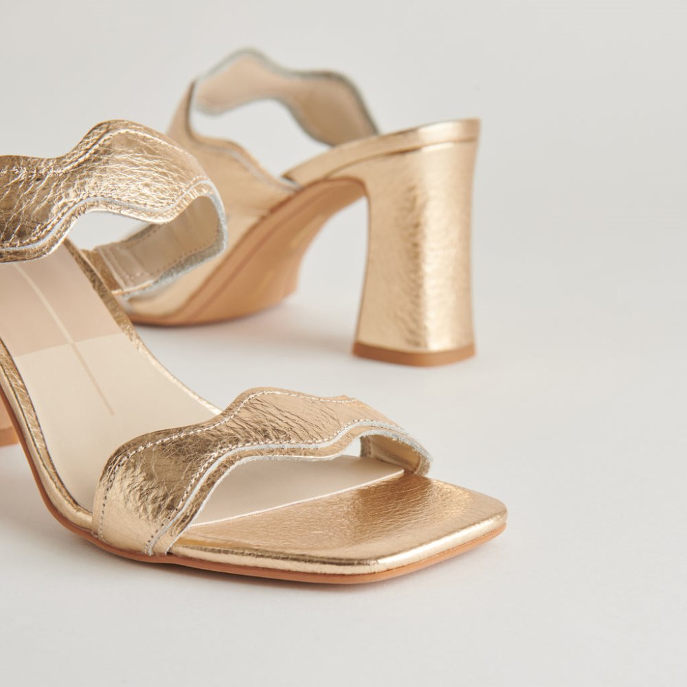 Dolce Vita Ilva Heels Gold Distressed Leather