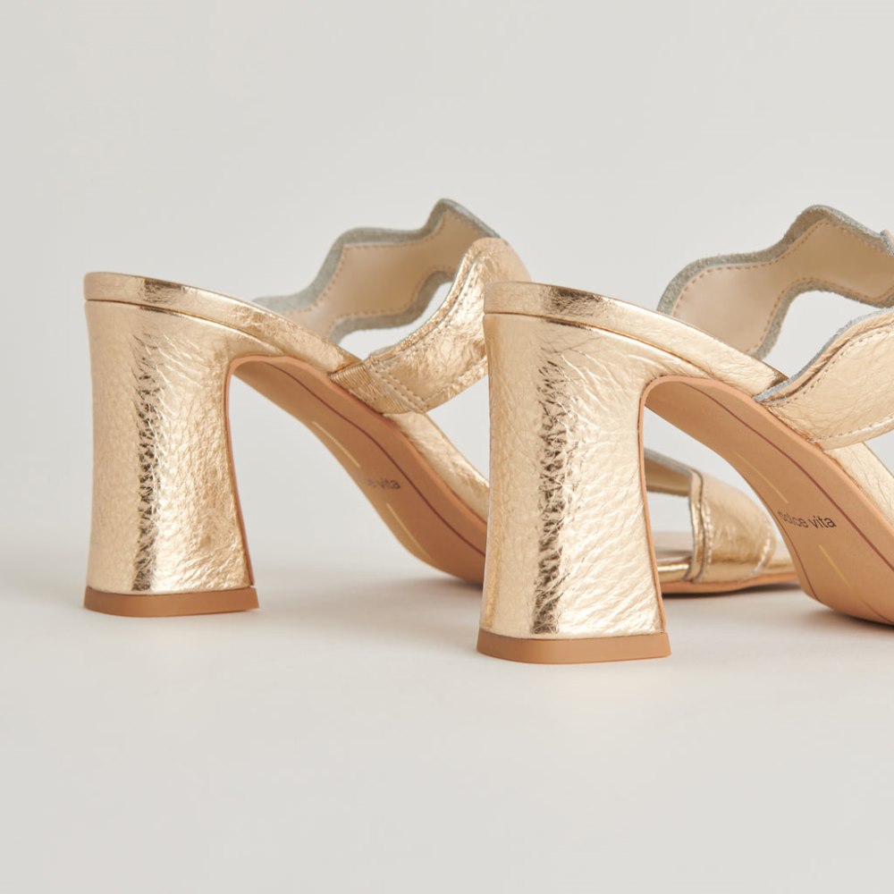 Dolce Vita Ilva Heels Gold Distressed Leather