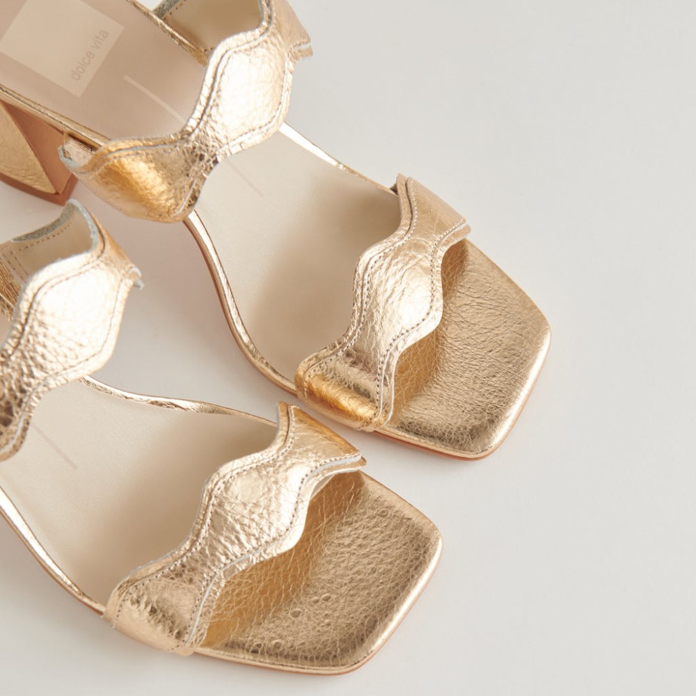 Dolce Vita Ilva Heels Gold Distressed Leather