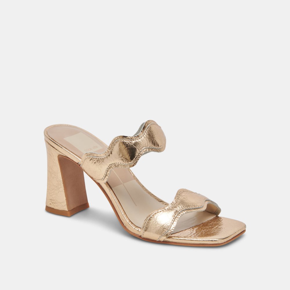 Dolce Vita Ilva Heels Gold Distressed Leather