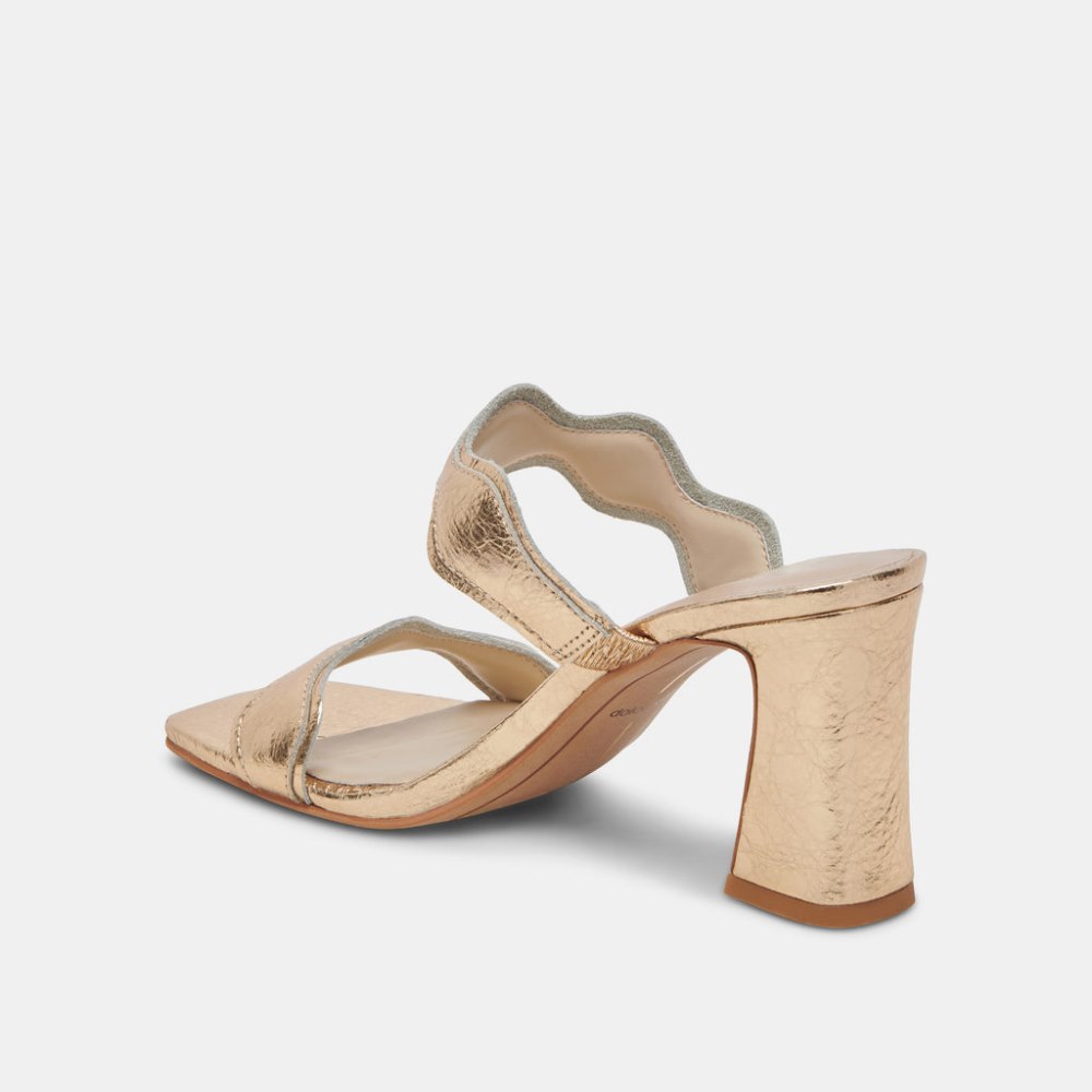 Dolce Vita Ilva Heels Gold Distressed Leather