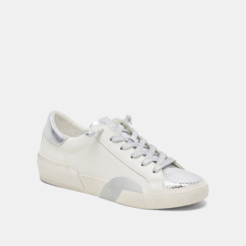 Dolce Vita Zina Sneakers White Silver Leather