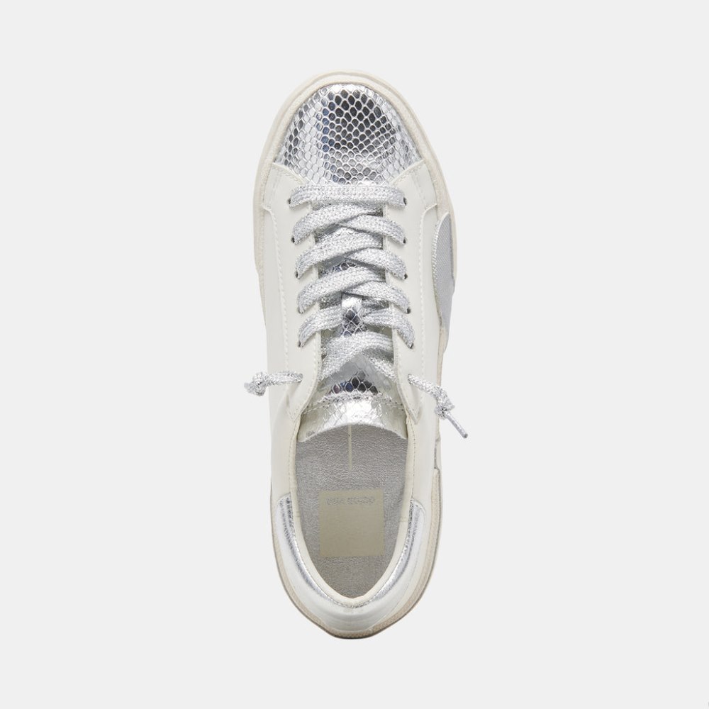 Dolce Vita Zina Sneakers White Silver Leather